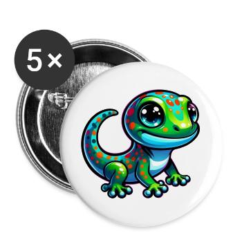 Gecko - Buttons groß 56 mm (5er Pack) - Weiß - Vorne