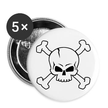 CROSSED SKULL - 2C (W) - Buttons large 2.2''/56 mm (5-pack) - white - Front