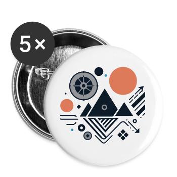 Mountains - Buttons large 2.2''/56 mm (5-pack) - white - Front