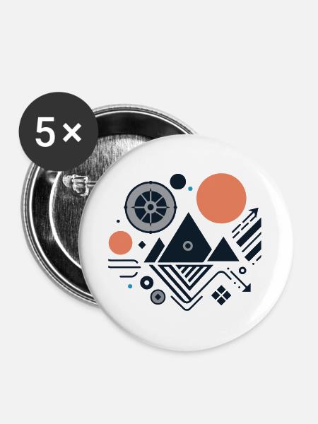 Gebirge - Buttons groß 56 mm (5er Pack) - Weiß
