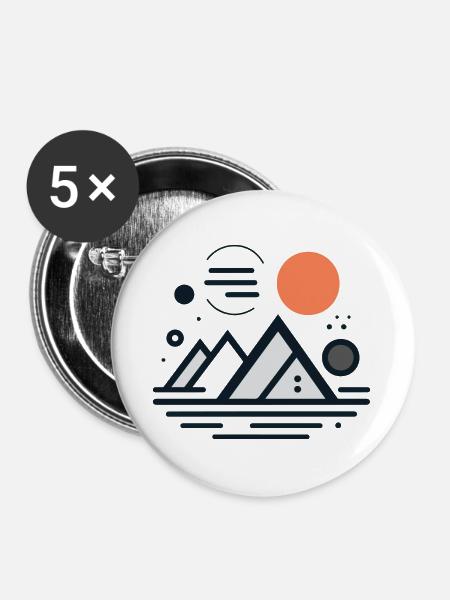 Gebirge - Buttons groß 56 mm (5er Pack) - Weiß