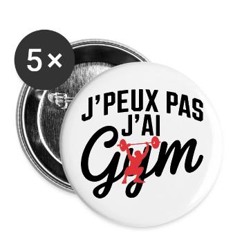 Ich kann nicht, ich habe ein Fitnessstudio - Buttons groß 56 mm (5er Pack) - Weiß - Vorne
