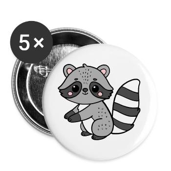 Raccoon - Buttons large 2.2''/56 mm (5-pack) - white - Front