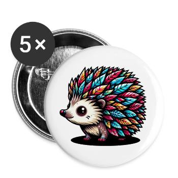 Hedgehog - Buttons large 2.2''/56 mm (5-pack) - white - Front