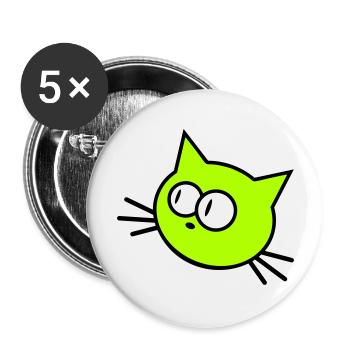 Neugierige Katze Guckt Lustig Ulkig Albern Komisch - Buttons groß 56 mm (5er Pack) - Weiß - Vorne