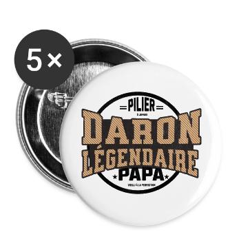 Le "Daron Légendaire : Pilier de Famille" - Lot de 5 grands badges (56 mm) - blanc - Devant