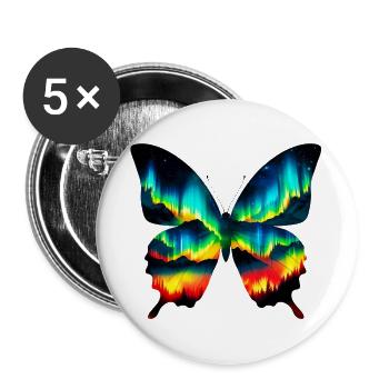 Schmetterling - Buttons groß 56 mm (5er Pack) - Weiß - Vorne