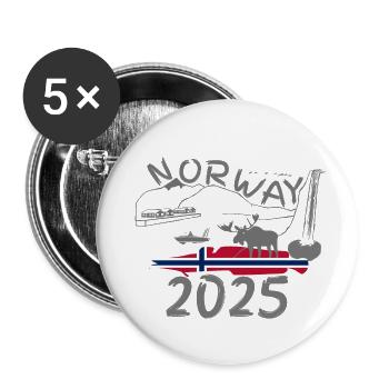Norway 2025 Ling with Mountains and Moose Fishing - Buttons large 2.2''/56 mm (5-pack) - white - Front