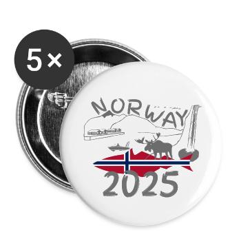 Norway 2025 Pollock with Mountains and Moose Fishing - Buttons large 2.2''/56 mm (5-pack) - white - Front
