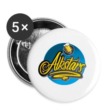 Alkstars Party Crew Sauftour - Buttons groß 56 mm (5er Pack) - Weiß - Vorne