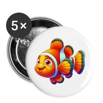 Clownfisch - Buttons groß 56 mm (5er Pack) - Weiß - Vorne