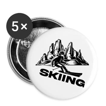 Skiing Ski motif for skiers Skiers - Buttons large 2.2''/56 mm (5-pack) - white - Front