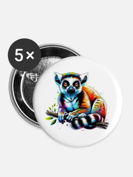 Lemur - Buttons groß 56 mm (5er Pack) - Weiß