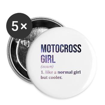 motocross - Lot de 5 grands badges (56 mm) - blanc - Devant