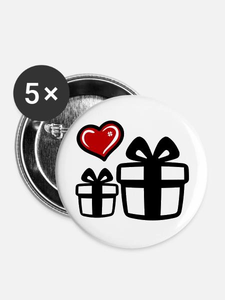 Geschenke - Buttons groß 56 mm (5er Pack) - Weiß