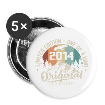 Original November 2014 Geburtstag November 2014 - Buttons groß 56 mm (5er Pack) - Weiß - Vorne