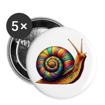 Escargot - Lot de 5 grands badges (56 mm) - blanc - Devant