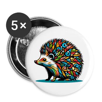 Hedgehog - Buttons large 2.2''/56 mm (5-pack) - white - Front