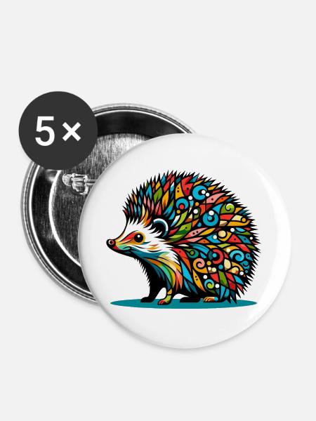 Igel - Buttons groß 56 mm (5er Pack) - Weiß
