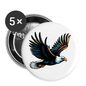 Adler - Buttons groß 56 mm (5er Pack) - Weiß - Vorne