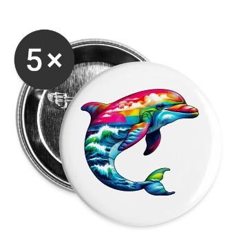 Delfin - Buttons groß 56 mm (5er Pack) - Weiß - Vorne