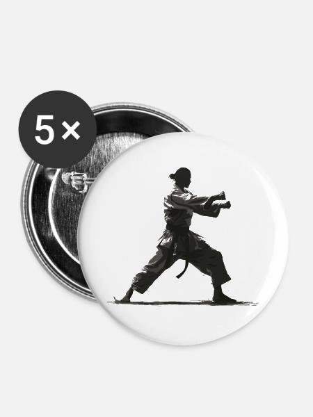 Weibliche Karateka - Buttons groß 56 mm (5er Pack) - Weiß