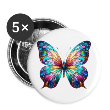 Schmetterling - Buttons groß 56 mm (5er Pack) - Weiß - Vorne
