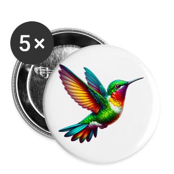 Kolibri - Buttons groß 56 mm (5er Pack) - Weiß - Vorne