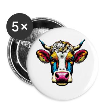 Vache - Lot de 5 grands badges (56 mm) - blanc - Devant