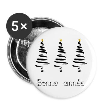 TANNE. ALLES GUTE ZUM NEUEN JAHR. SILVESTER - Buttons groß 56 mm (5er Pack) - Weiß - Vorne