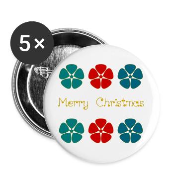 WEIHNACHTEN. FROHE WEIHNACHTEN. FROHE WEIHNACHTEN. NEUJAHRSTAG - Buttons groß 56 mm (5er Pack) - Weiß - Vorne
