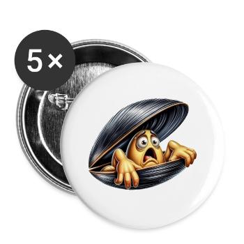 moule apeurée - Lot de 5 grands badges (56 mm) - blanc - Devant
