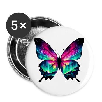 Schmetterling - Buttons groß 56 mm (5er Pack) - Weiß - Vorne