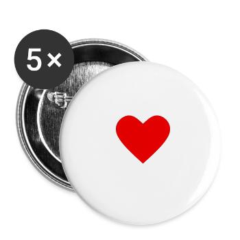Valentinstag, Valentinstag, Valentinstag - Buttons groß 56 mm (5er Pack) - Weiß - Vorne