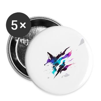 Kosmischer Fuchs - Buttons groß 56 mm (5er Pack) - Weiß - Vorne