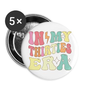 Neue Dreißiger zum 30. Geburtstag Geschenke für Männer, Frauen - Buttons groß 56 mm (5er Pack) - Weiß - Vorne