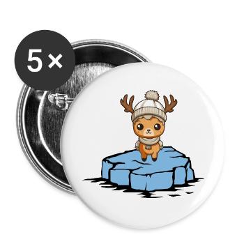 Reh Eisscholle - Buttons groß 56 mm (5er Pack) - Weiß - Vorne