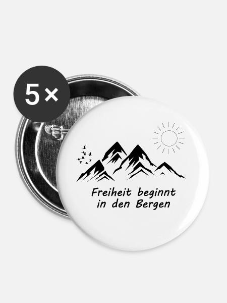 Freedom in the mountains - Buttons large 2.2''/56 mm (5-pack) - white