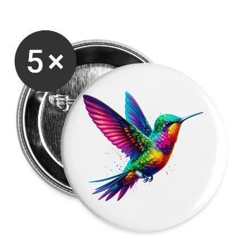 Kolibri - Buttons groß 56 mm (5er Pack) - Weiß - Vorne