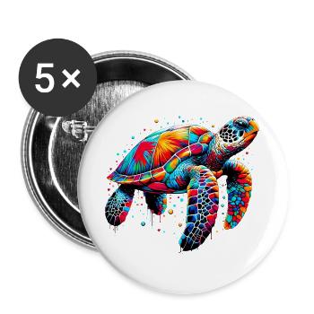 Turtle - Buttons large 2.2''/56 mm (5-pack) - white - Front
