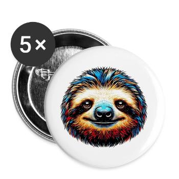 Faultier - Buttons groß 56 mm (5er Pack) - Weiß - Vorne