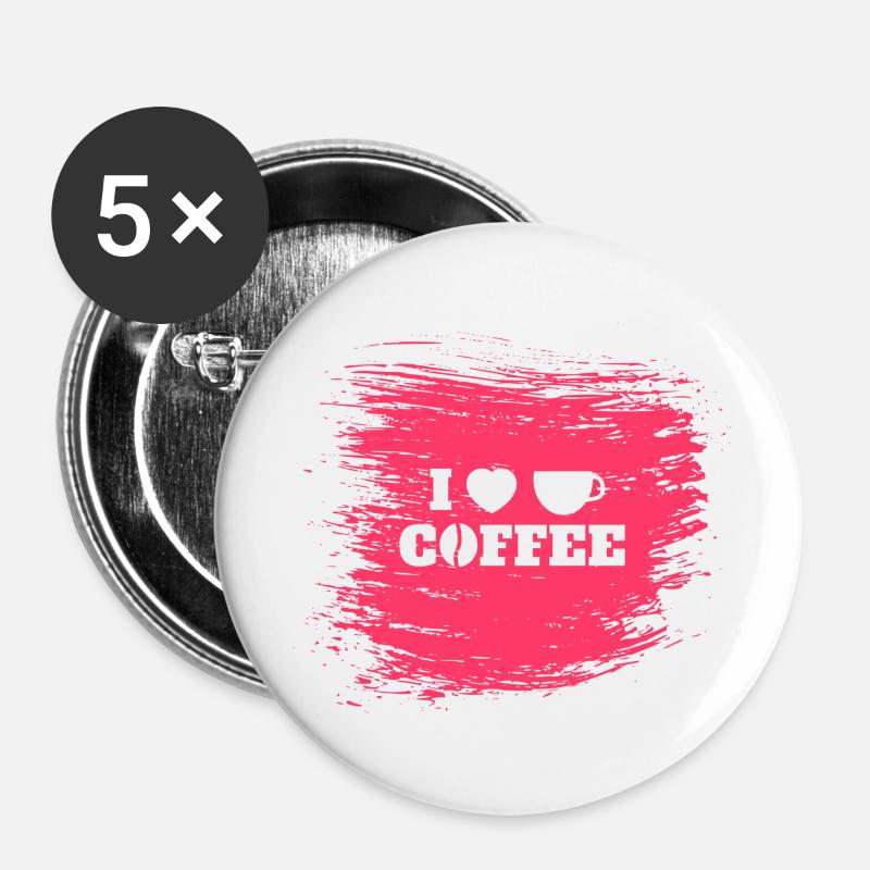 Kaffee-Liebe - Buttons groß 56 mm (5er Pack) - Weiß