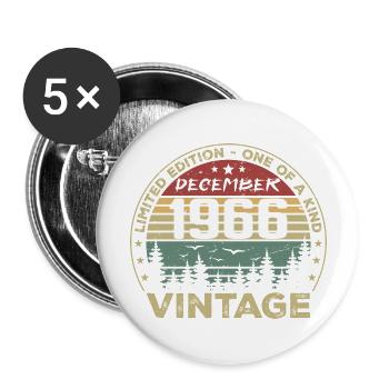 Cadeau D'anniversaire Décembre 1966 Vintage Rétro - Lot de 5 grands badges (56 mm) - blanc - Devant