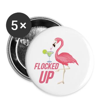 Let's Get Flocked Up Pink Bird Cute - Buttons large 2.2''/56 mm (5-pack) - white - Front