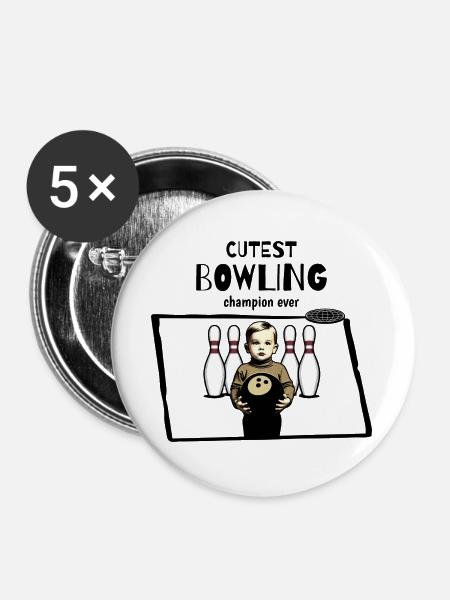 Kinder Bowling - Buttons groß 56 mm (5er Pack) - Weiß