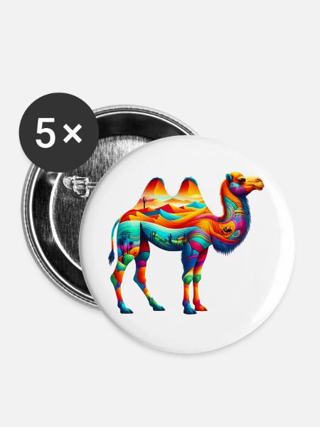 Kamel - Buttons groß 56 mm (5er Pack) - Weiß