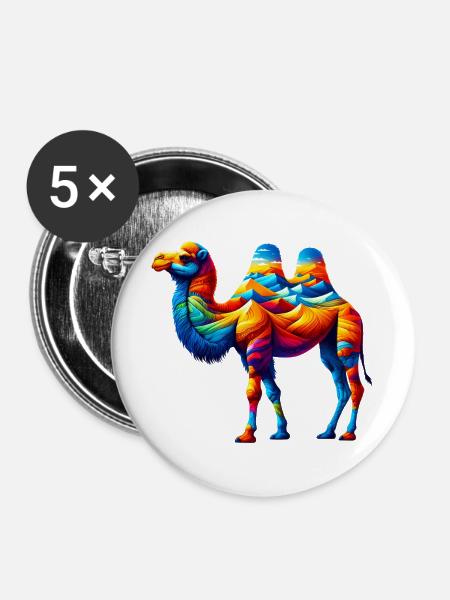 Kamel - Buttons groß 56 mm (5er Pack) - Weiß