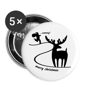 Rentier wartet auf den Weihnachtsmann - Buttons groß 56 mm (5er Pack) - Weiß - Vorne