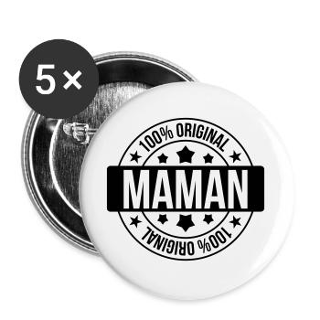 Maman d'Amour - Fête des Mères - Lot de 5 grands badges (56 mm) - blanc - Devant