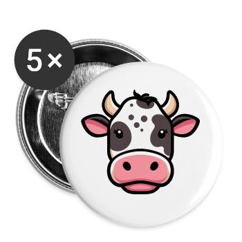 Vache - Lot de 5 grands badges (56 mm) - blanc - Devant
